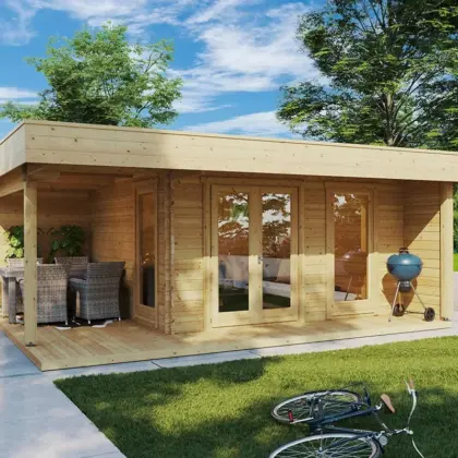 Gartenhaus mit Terrasse “Hansa Lounge XL” 6x5m Gartenhaus mit Terrasse “Hansa Lounge XL” 6x5m