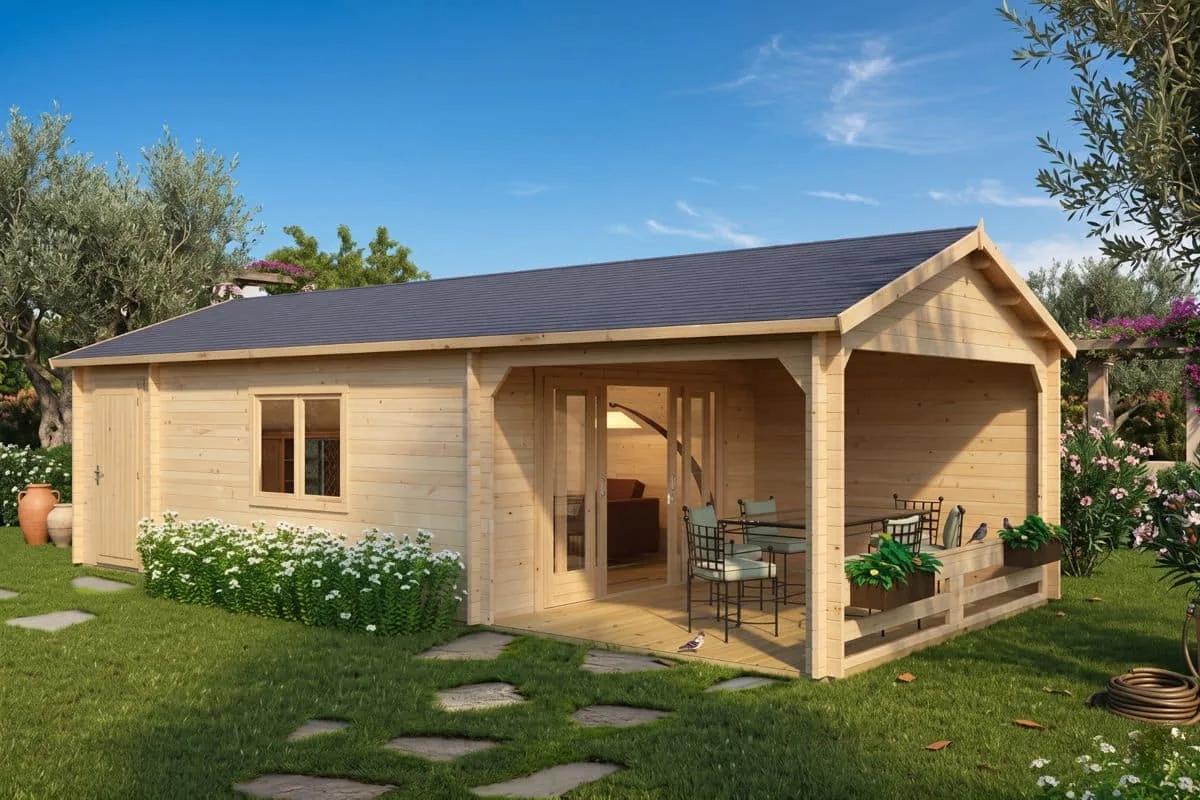 Großes Gartenhaus mit Terrasse “Heinz” 9x4m