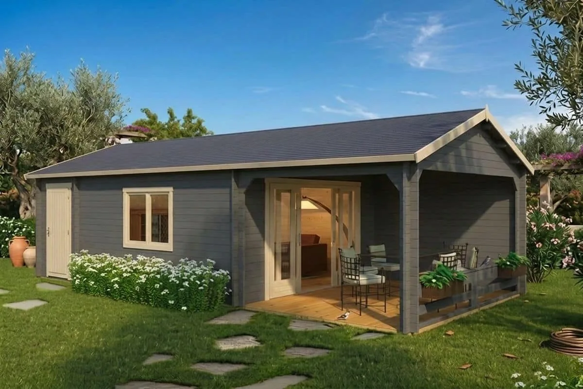 Großes Gartenhaus mit Terrasse “Heinz” 9x4m