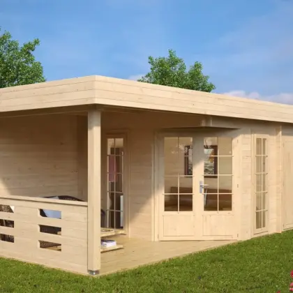 Gartenhaus mit Geräteschuppen & Terrasse “Paula” 5x3m