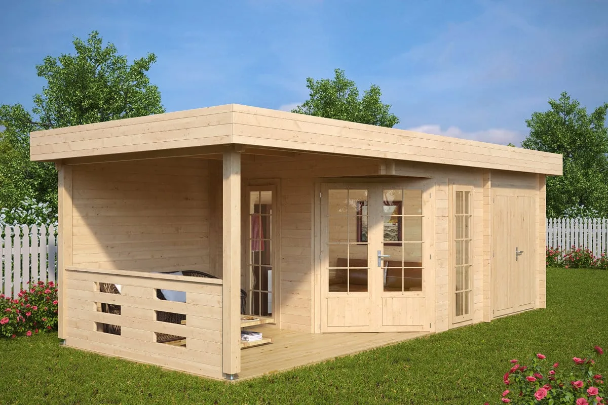 Gartenhaus mit Geräteschuppen & Terrasse “Paula” 5x3m