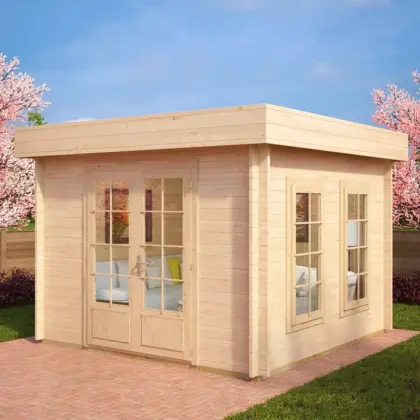Kleines Gartenhaus mit großen Fenstern “Lucas B” 3x3m aus Holz