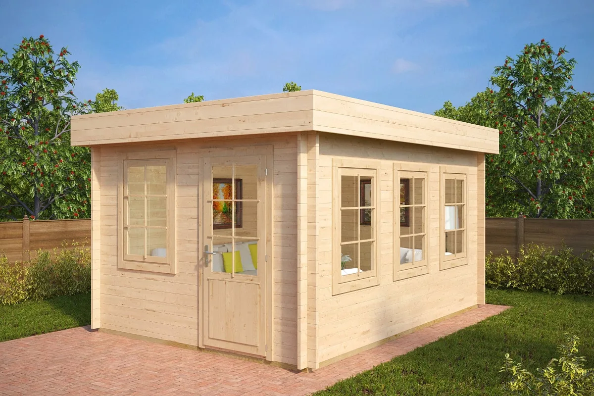 Flachdach-Gartenhaus “Jacob C” 3x4m aus Holz