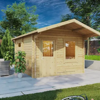 Gartensauna mit Vordach “Oslo” 4x4m aus Holz