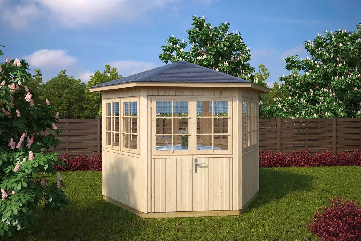 6-Eck-Gartenpavillon “Festival” 3x3m aus Holz