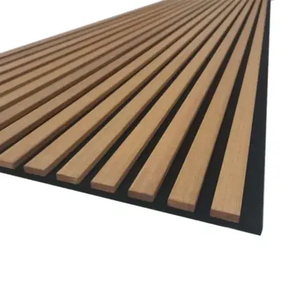 Akustikpaneele, schallabsorbierend, Bambus geölt, Walnuss, auf schwarzem Filz, 18 x 605 mm in der Länge 2,7 m