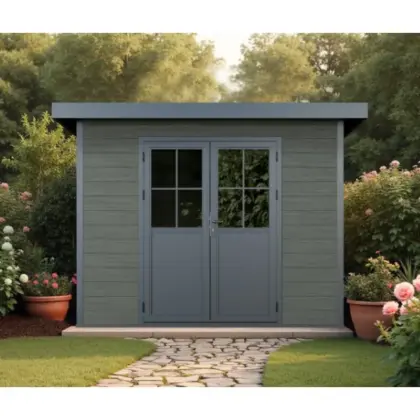 WPC Gartenhaus, Grau – 320 × 320 cm