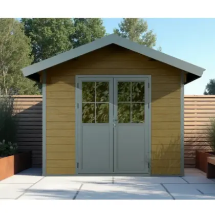 WPC Gartenhaus, Braun – 336 × 320 cm