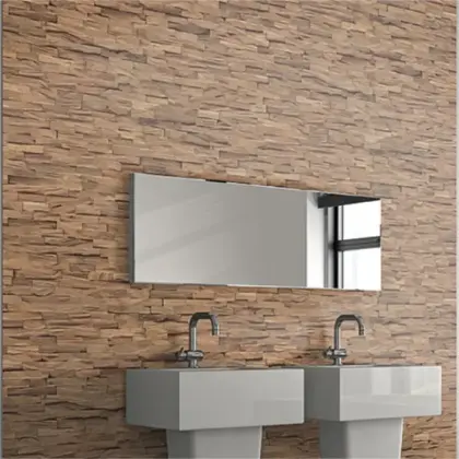 Wandverkleidung / Wandpaneele, Echtholz 3D, Hevea Natur, 610 mm (L) x 150 mm (B) x 20 mm (S), (1,01m² / Paket)