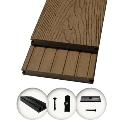 Terrassendielen WPC Komplettset Massivdiele WoodoMalta (18 x 146 mm, 2,4 m) braun (Braun Terrassendielen WPC Komplettset Massivdiele WoodoMalta (18 x 146 mm, 2,4 m) braun (Braun