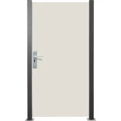 Glas Sichtschutz, Glaszaun Tür Creme weiß Vollflächen Dekor 84 Höhe 180 cm, Breite 98,7 cm (mit Beschlag)