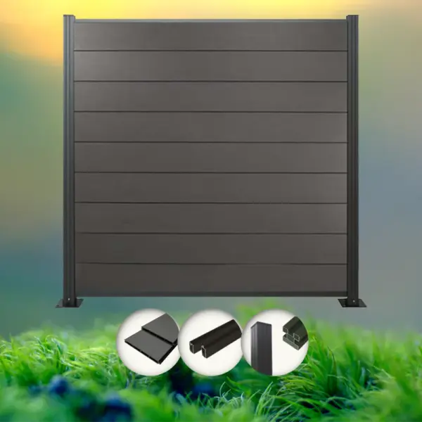 Woodstore24 WoodoZaun – WPC Sichtschutzzaun – Anthrazit – 185 cm x 180 cm – Gartenzaun Komplettset – inkl. Pfosten Anthrazit – 10x Zaun & 11x Pfosten