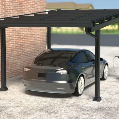 Carport Bausatz für 1 PKW aus Aluminium, Grau – 5200 × 3540 × 3000 mm