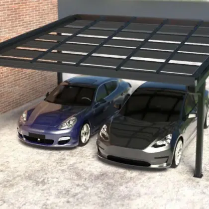 Carport Bausatz für 2 PKW aus Aluminium, Grau – 5200 × 5850 × 3000 mm