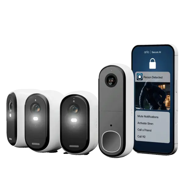 Arlo Essential 3 2K-Sicherheitskamera mit 2K Video-Türklingel, Weiß