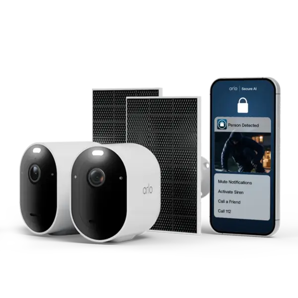 Arlo Pro 6 2K+ Überwachungskamera mit Solar Panels, Weiß
