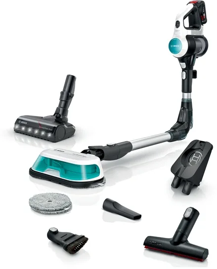 BOSCH Akku-Staubsauger 2in1 Saugen & Wischen Unlimited 7 ProHygienic Aqua Weiß BCS71HYG1