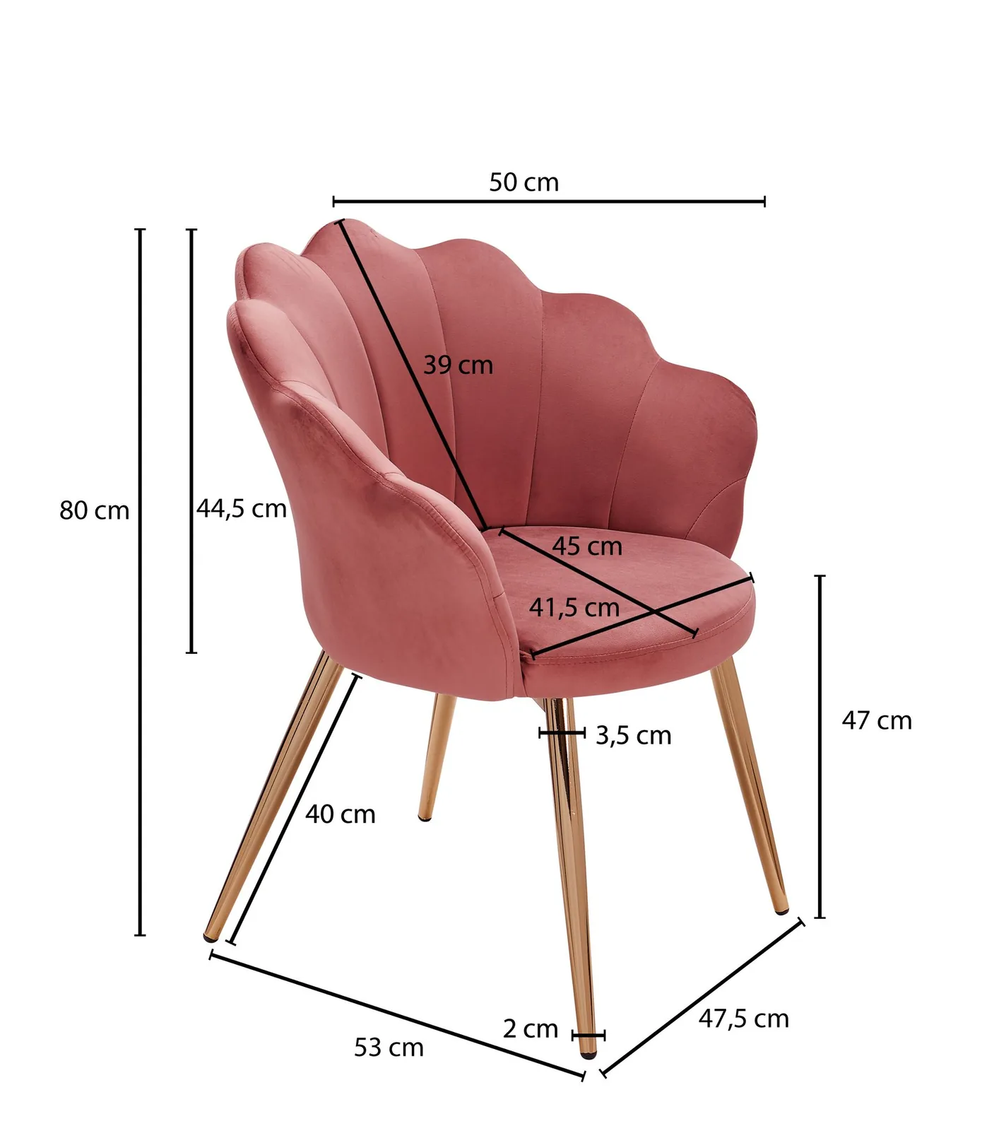 FineBuy Esszimmerstuhl Tulpe Samt Gepolstert, Rosa