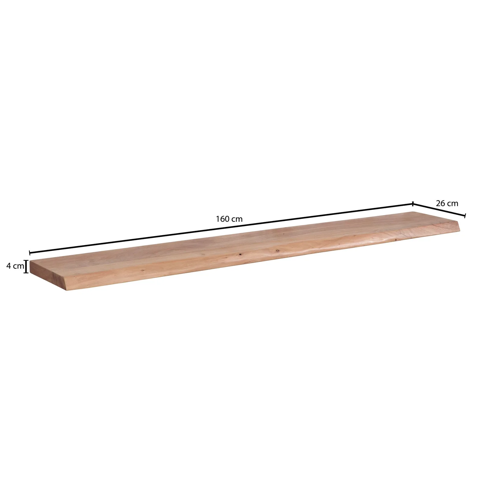 FineBuy Wandregal mit Baumkante Akazie Massivholz, Braun