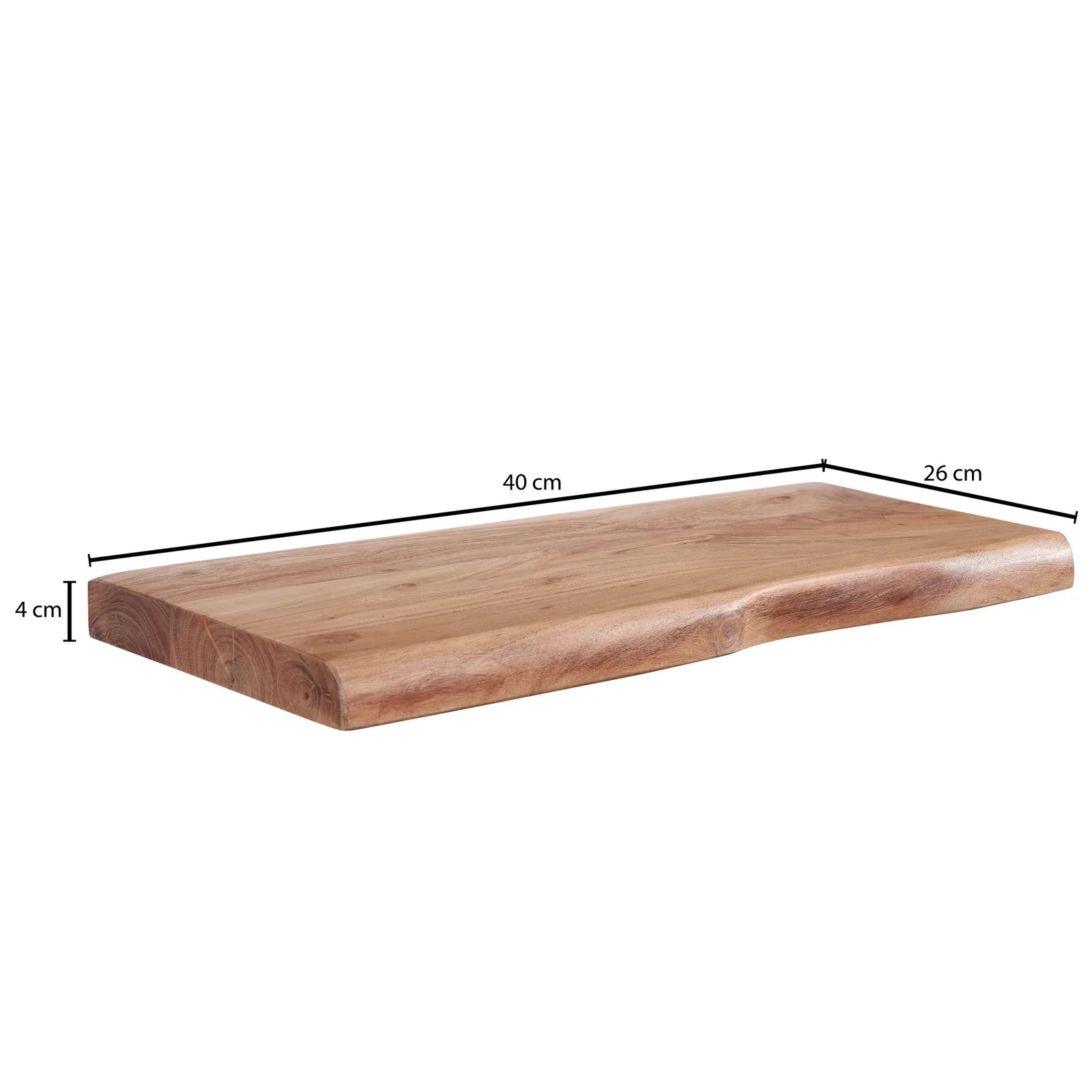 FineBuy Wandregal mit Baumkante Akazie Massivholz, Braun