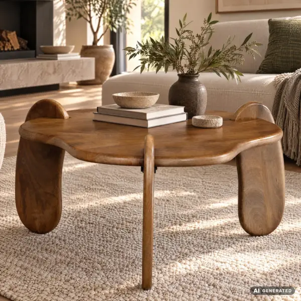 FineBuy Couchtisch Mango Massivholz Ø, Braun – 78 cm