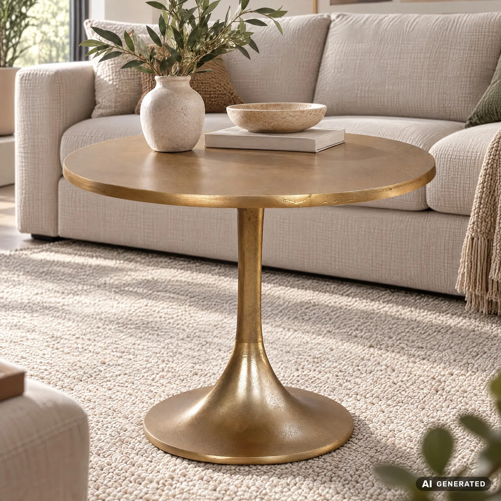 FineBuy Design Couchtisch aus Aluminium, 60 cm – für Wohnzimmer