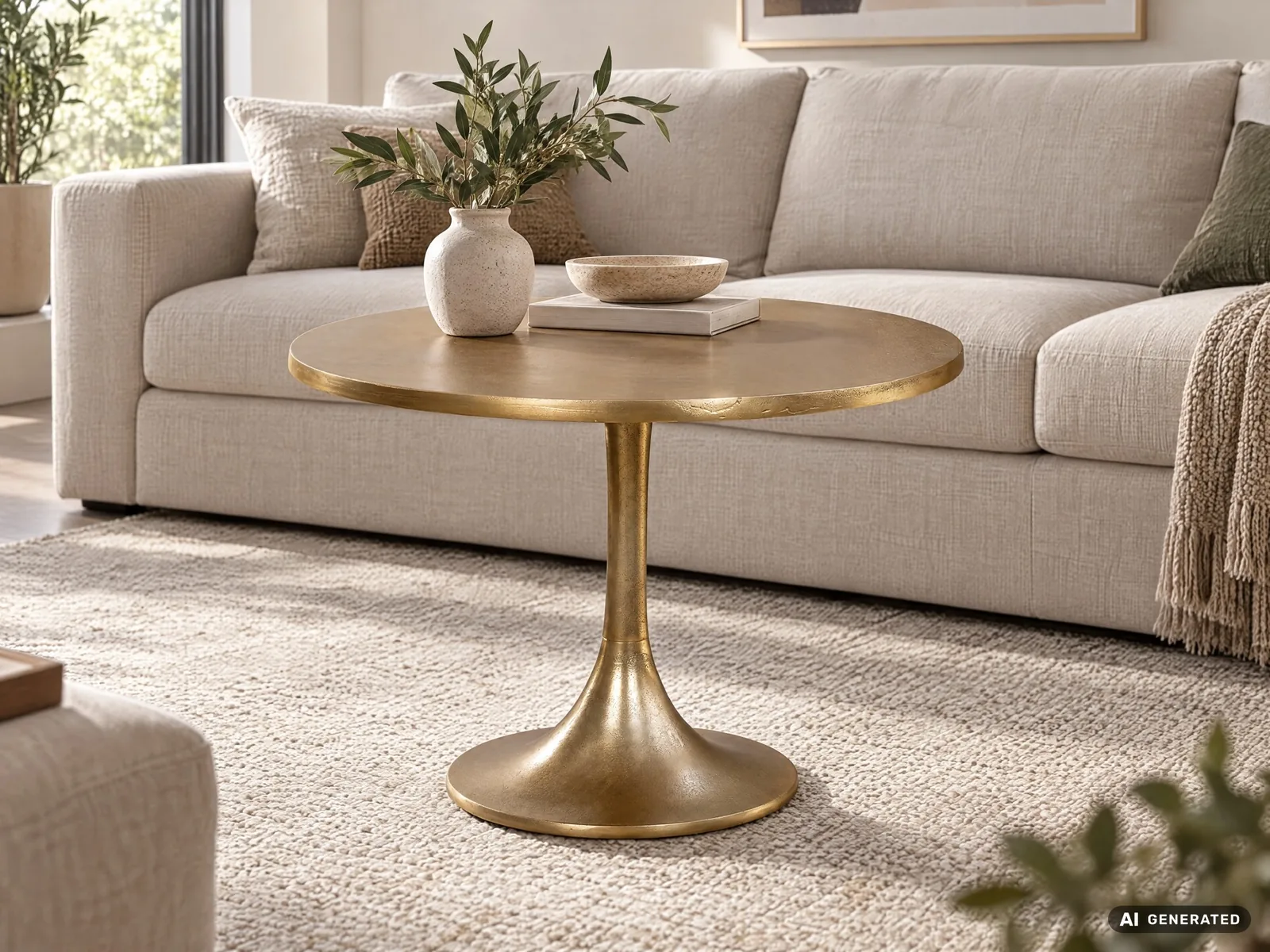 FineBuy Design Couchtisch aus Aluminium, 60 cm – für Wohnzimmer