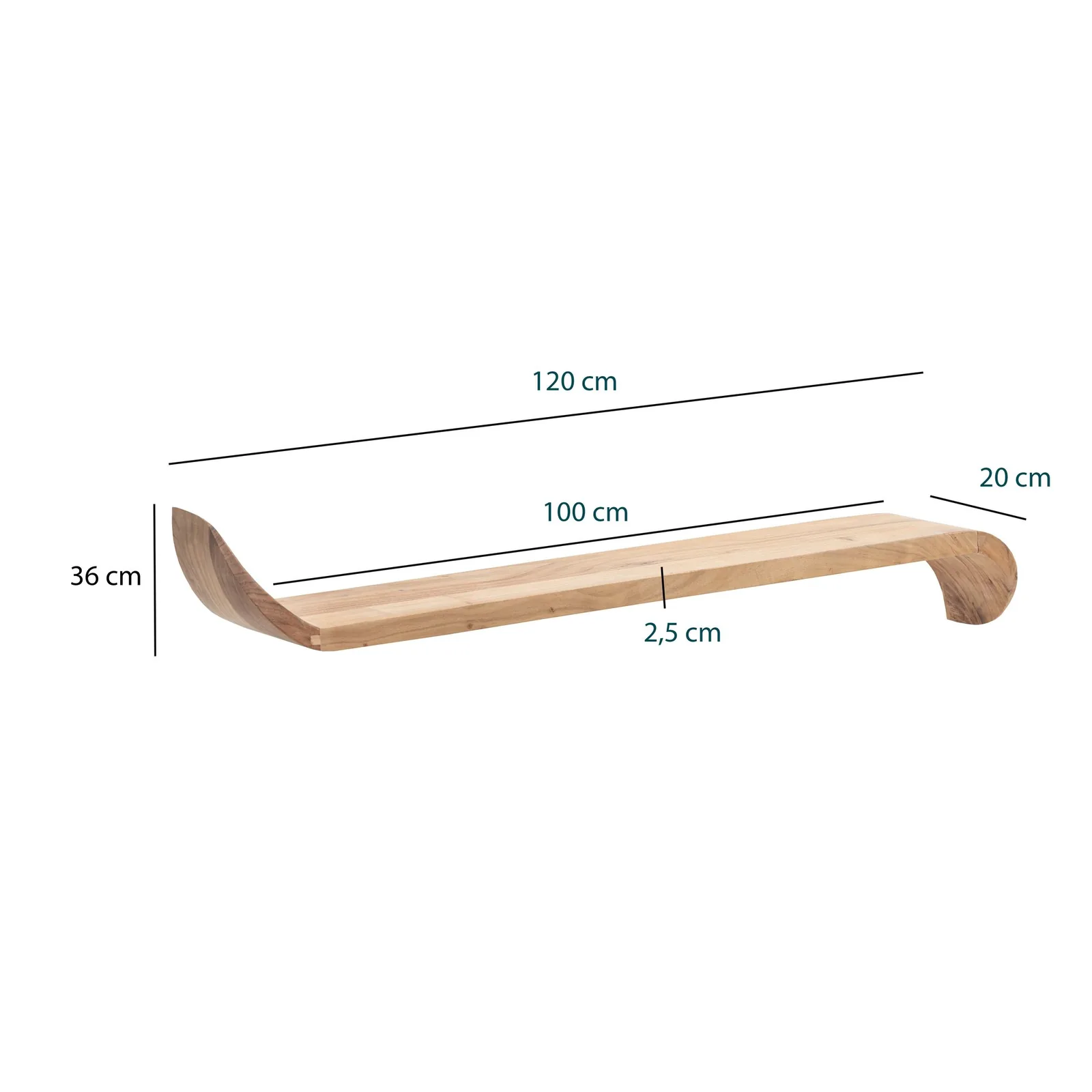 FineBuy Wandregal Mango Massivholz, Braun