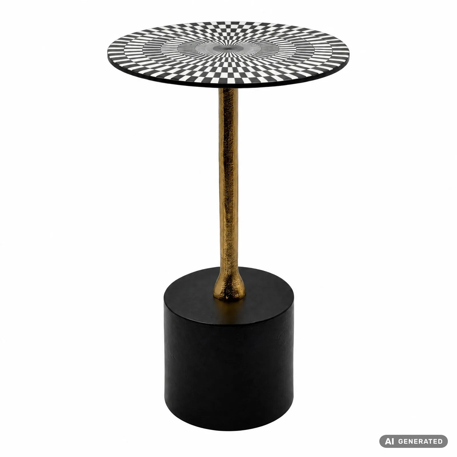 FineBuy Beistelltisch Aluminium 49cm Op-Art-Muster, Bunt
