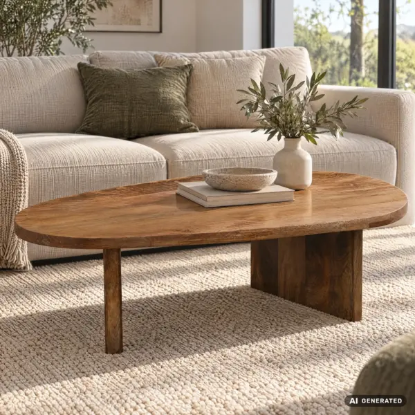 FineBuy Couchtisch Mango Massivholz oval, Braun – 120 cm