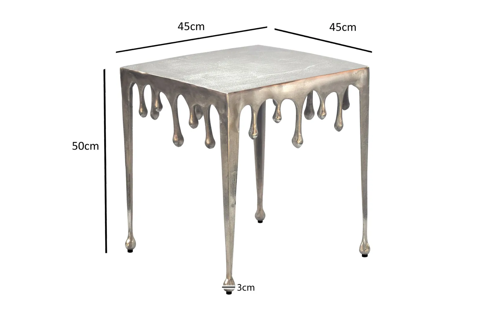 FineBuy Beistelltisch 45,5cm Aluminium Tisch Quadratisch, Silber