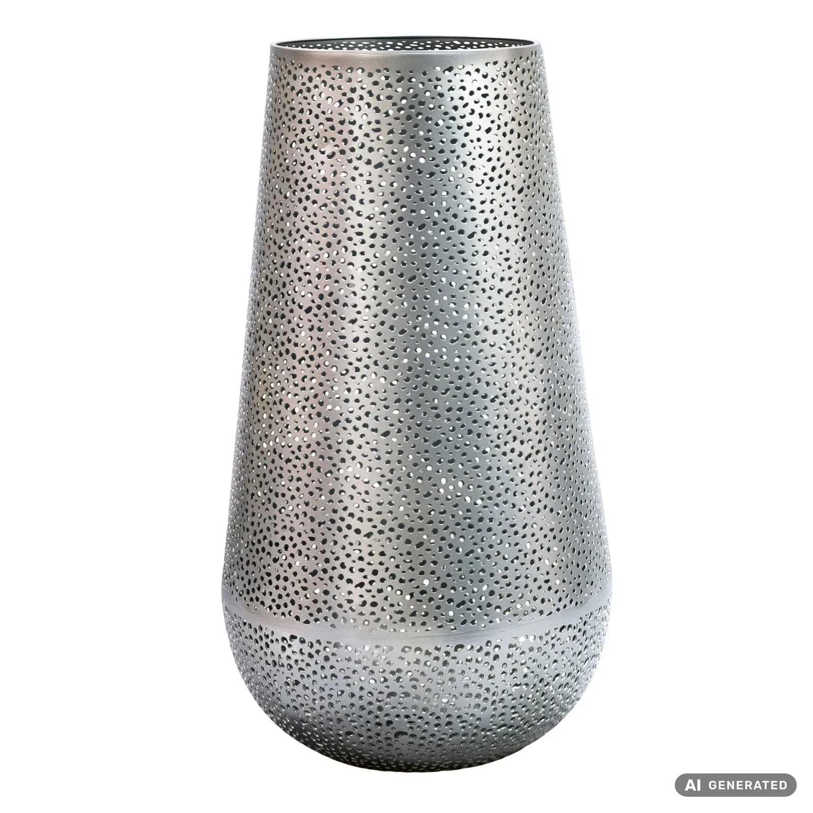 FineBuy Windlicht Metall, Silber – 47 cm