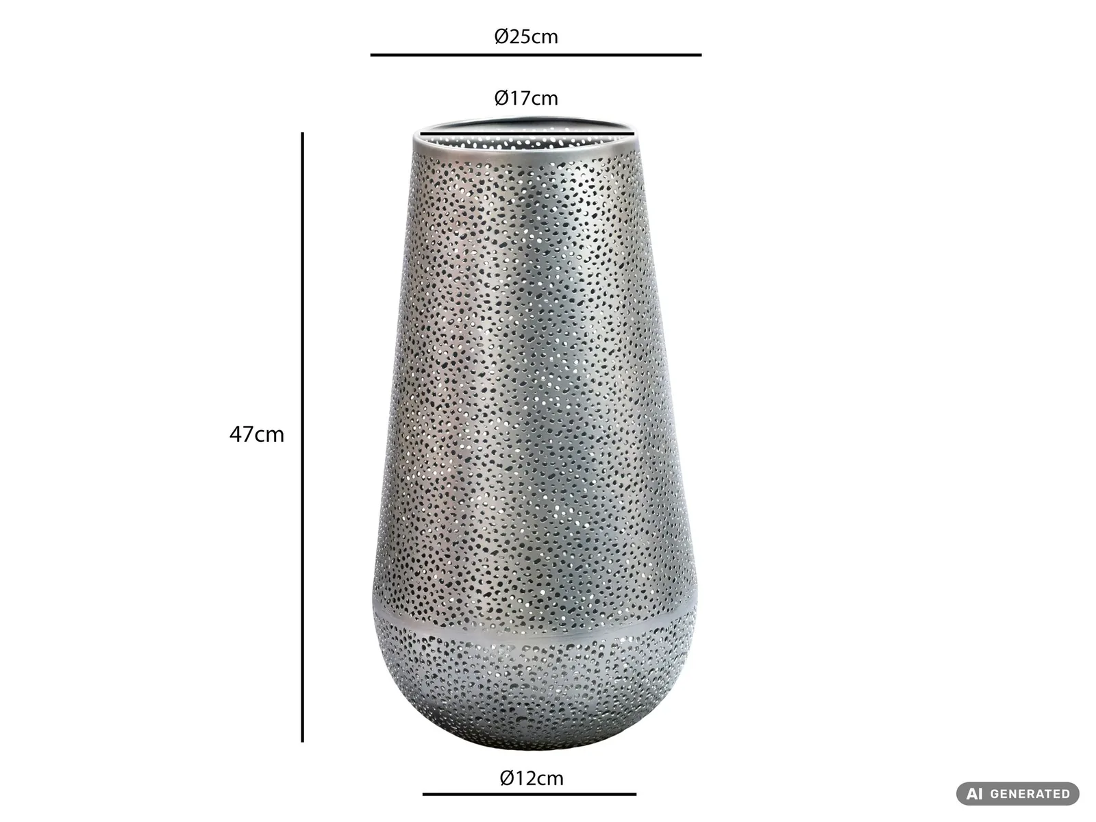 FineBuy Windlicht Metall, Silber – 47 cm