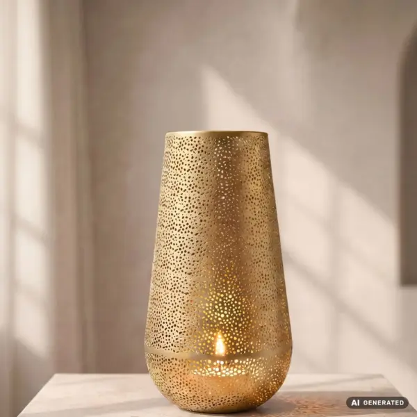 FineBuy Windlicht Metall, Gold – 47 cm FineBuy Windlicht Metall, Gold – 47 cm