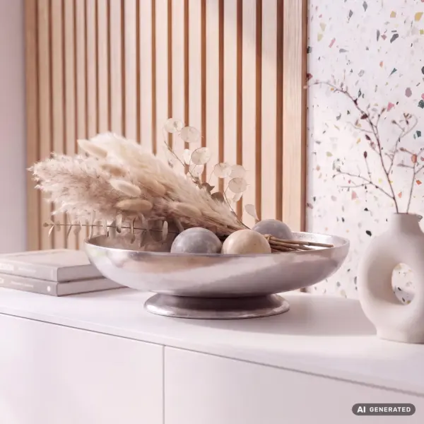 FineBuy Dekoschale Aluminium 30cm Rund, Silber FineBuy Dekoschale Aluminium 30cm Rund, Silber