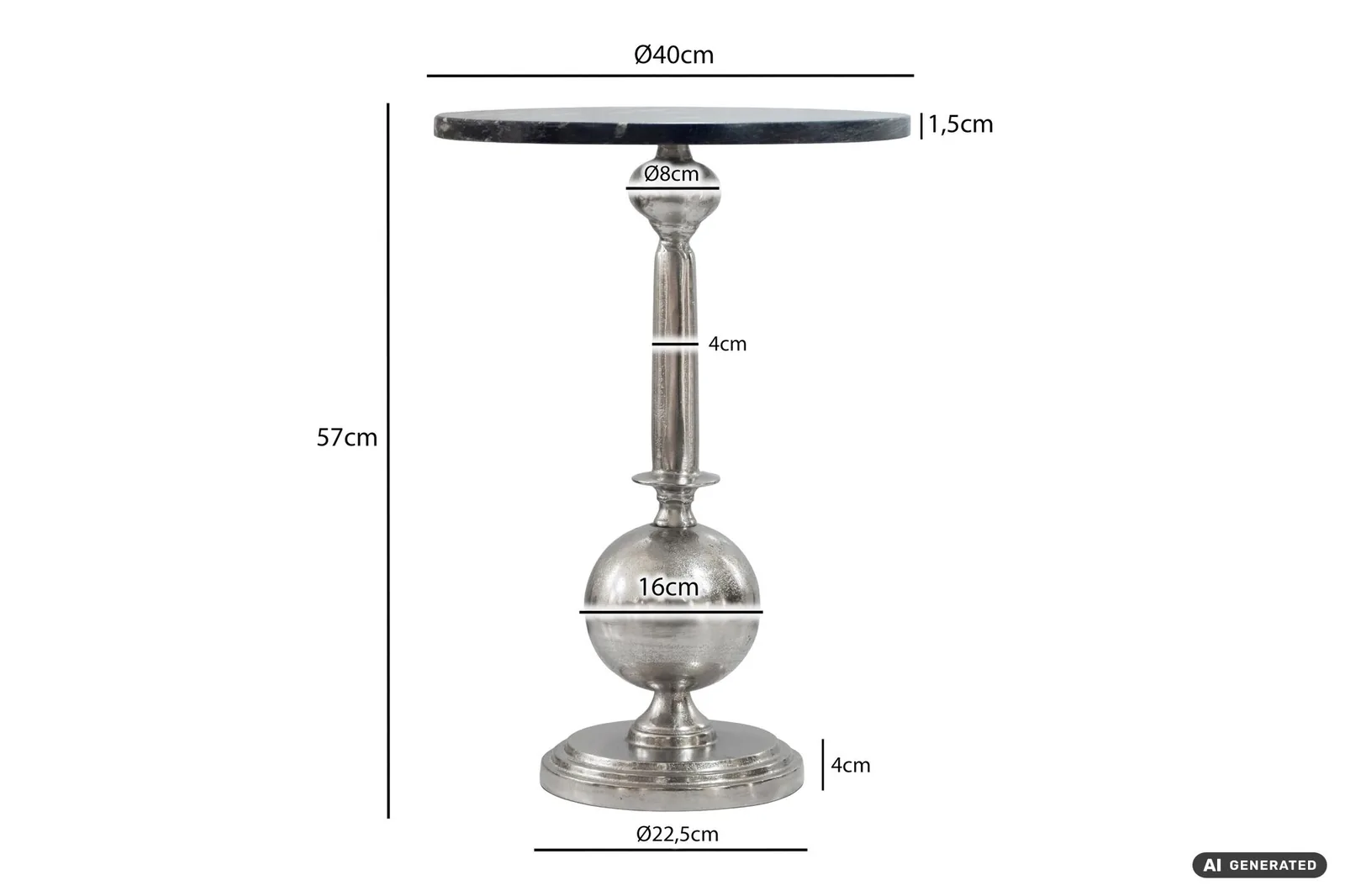 FineBuy Beistelltisch, Silber – 40 cm